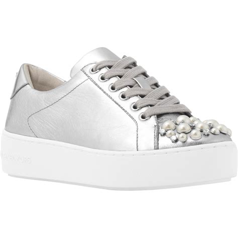 michael kors silver metallic sneakers|michael kors poppy sneakers.